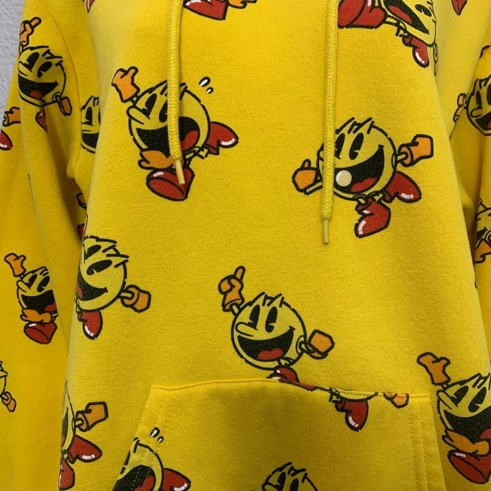 PAC-MAN Pull Over Logo Hoodie Sweatshirt All Over Print Adult Size S - Picture 4 of 13